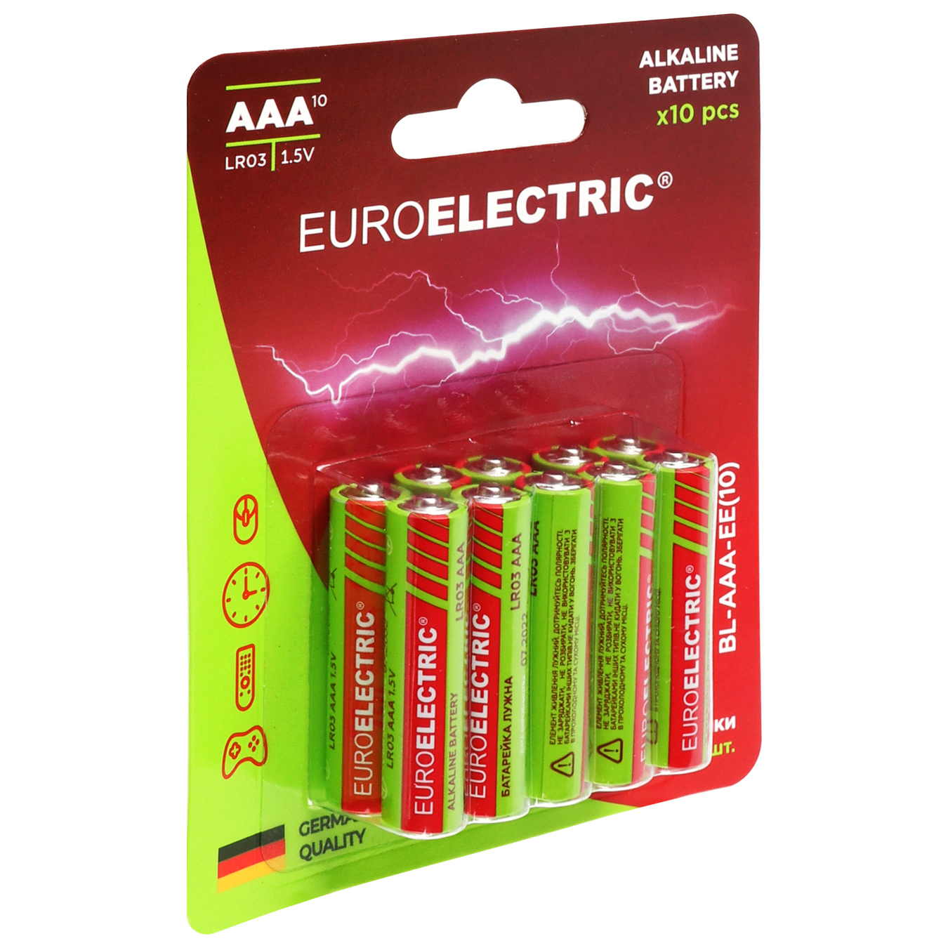 Батарейка Euroe AAA LR03 1,5V Euroelectric лужна 10шт 2