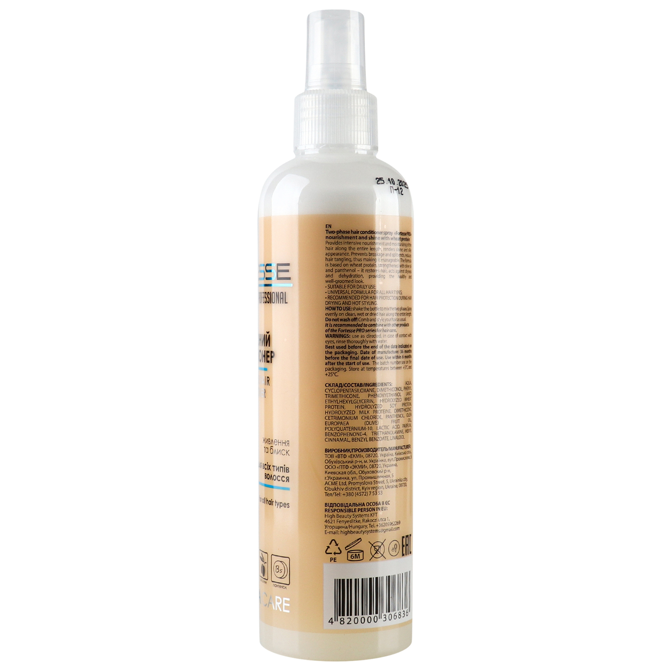 Conditioner-spray Acme Professional Fortesse New two-phase with wheat proteins 250ml 4