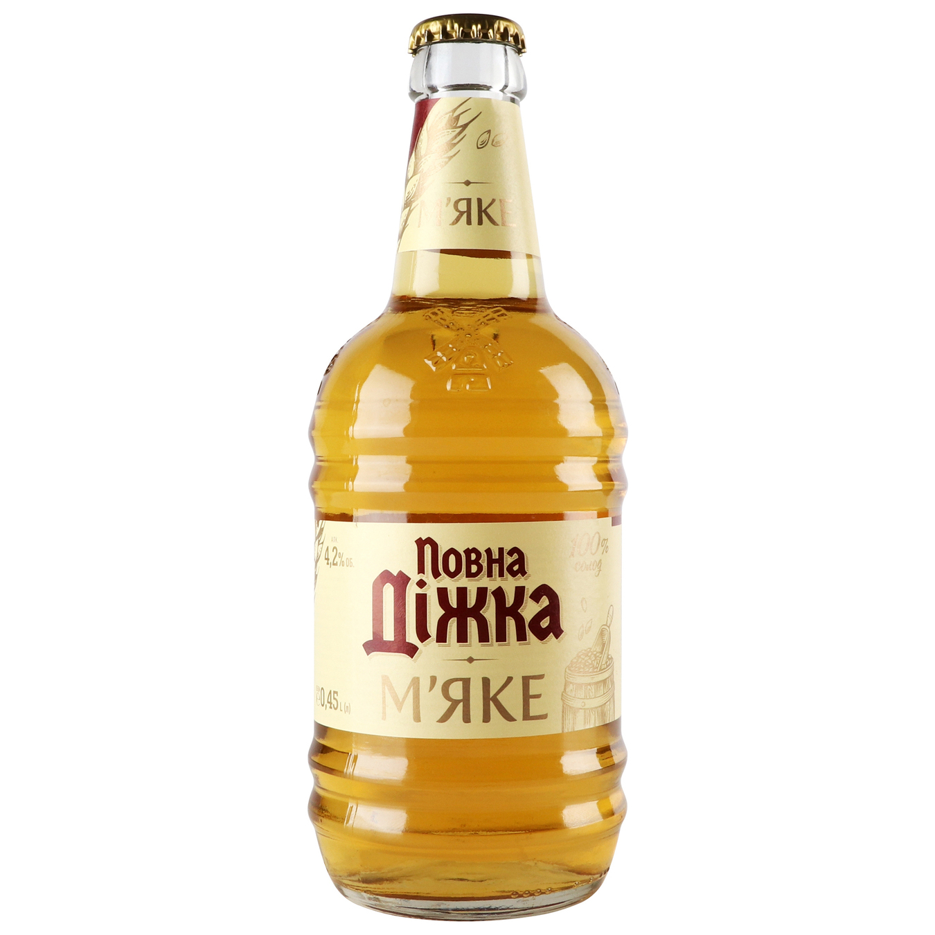 Soft beer "Povna Dizhka" 4.2% 0.45l glass bottle
