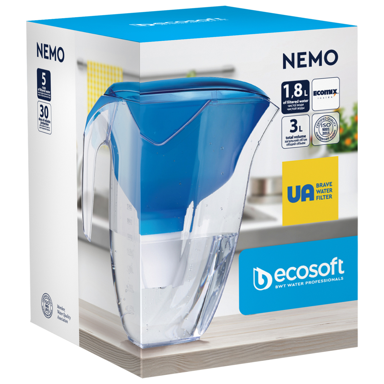 Фільтр-глечик Ecosoft Немо синій 3л 2