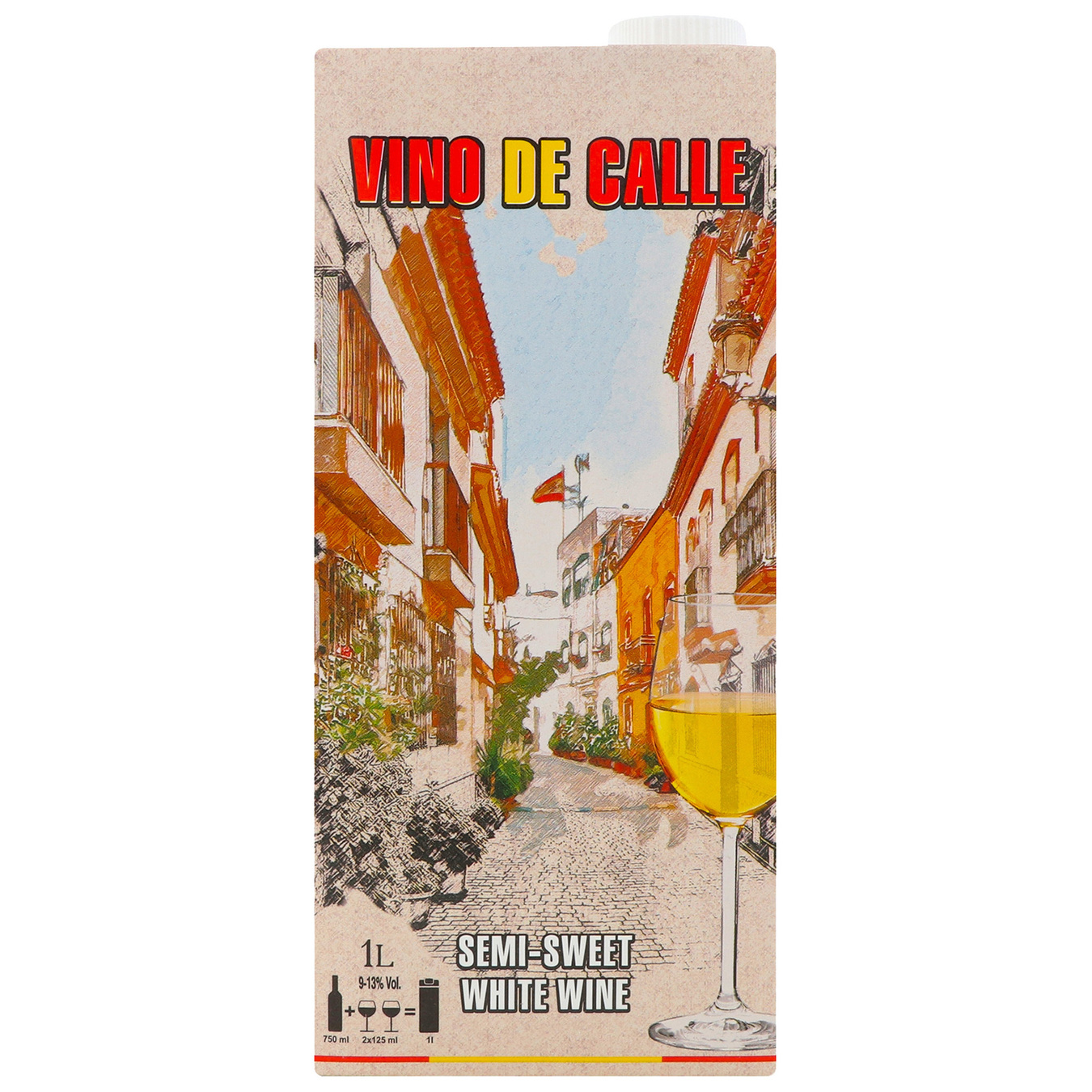 Вино Vinno de Calle белое полусладкое 9-13% 1л