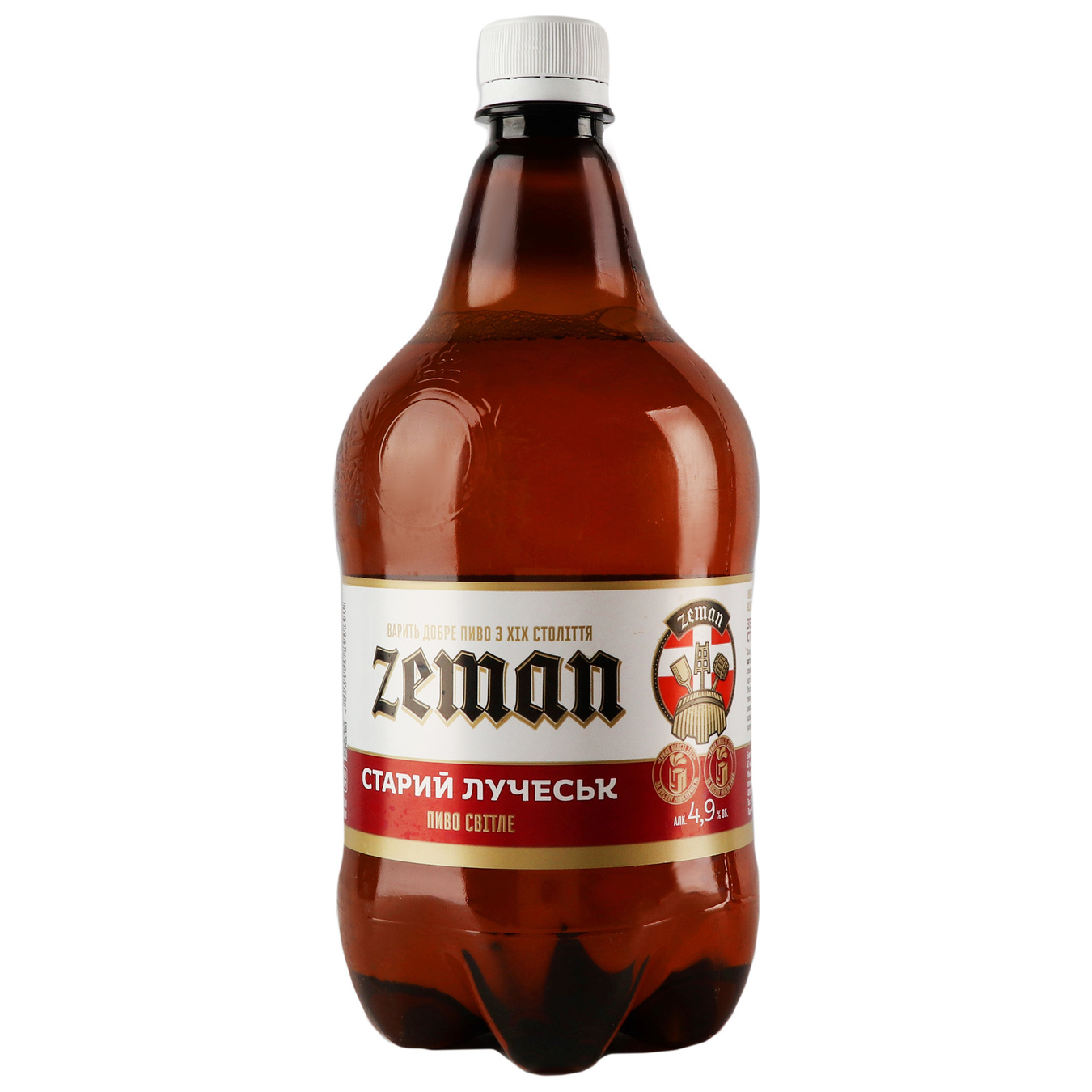 Пиво светлое Земан Старый Луческ 4,9% 1л пластиковая бутылка