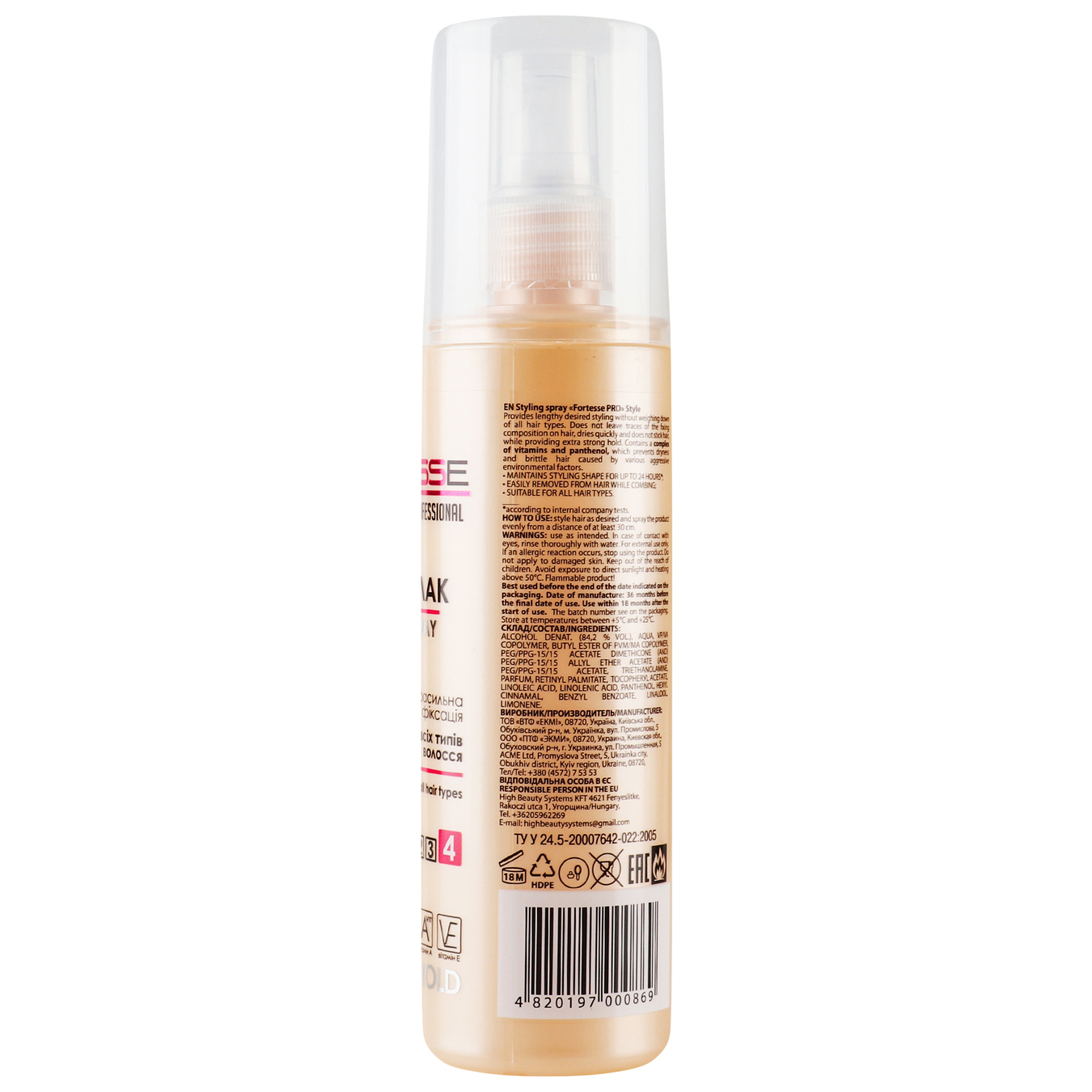 Fortesse Pro Style liquid varnish for hair with ultra-strong fixation 150ml 4