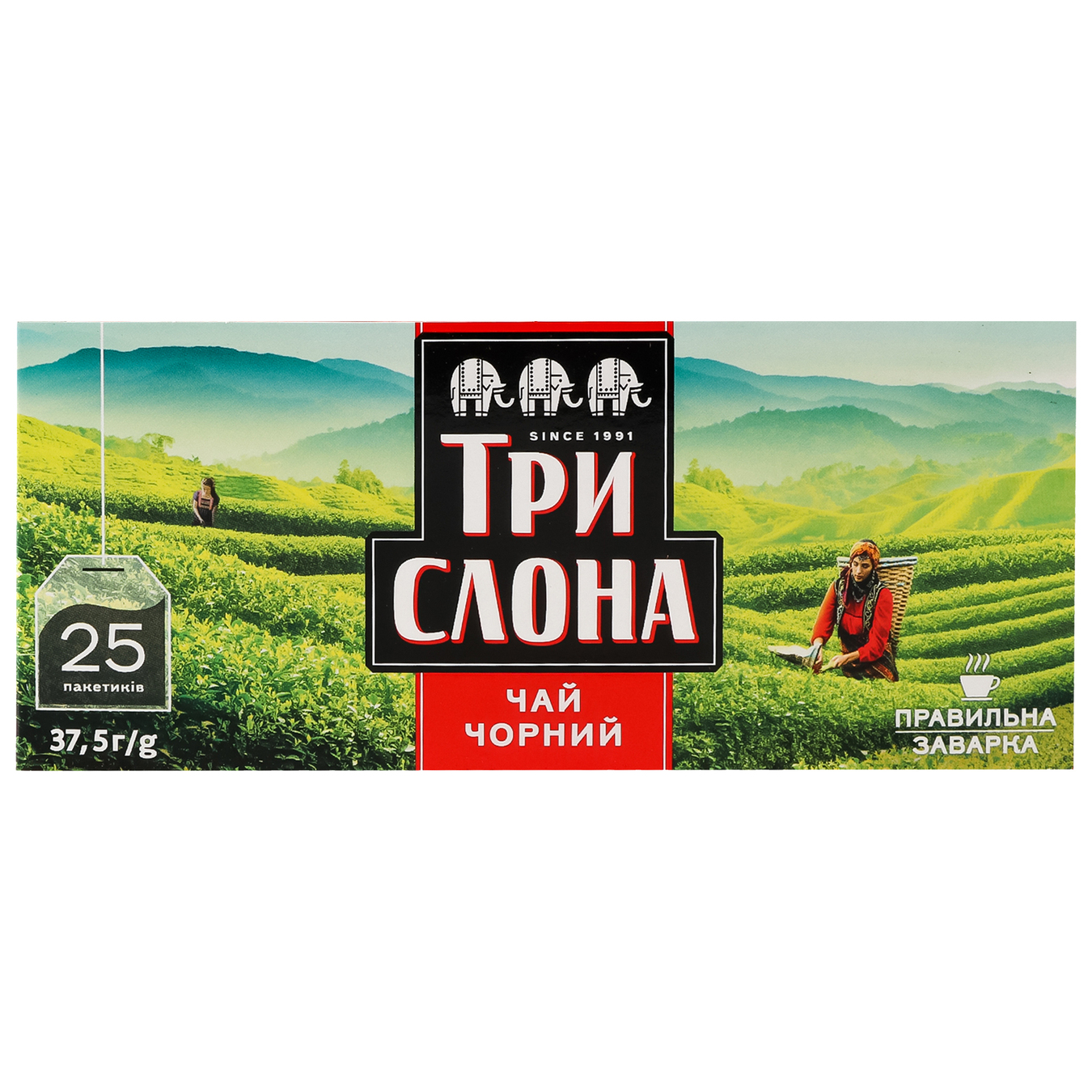 Tea Three elephants blackf/pack with thread and label 25*1.5 g
