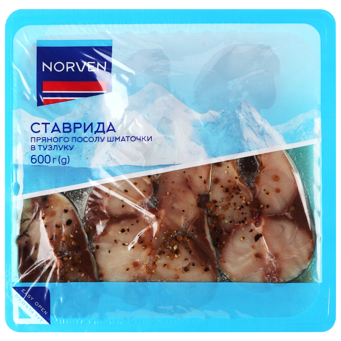Horse mackerel Norven spicy salt pieces in pickle 600g
