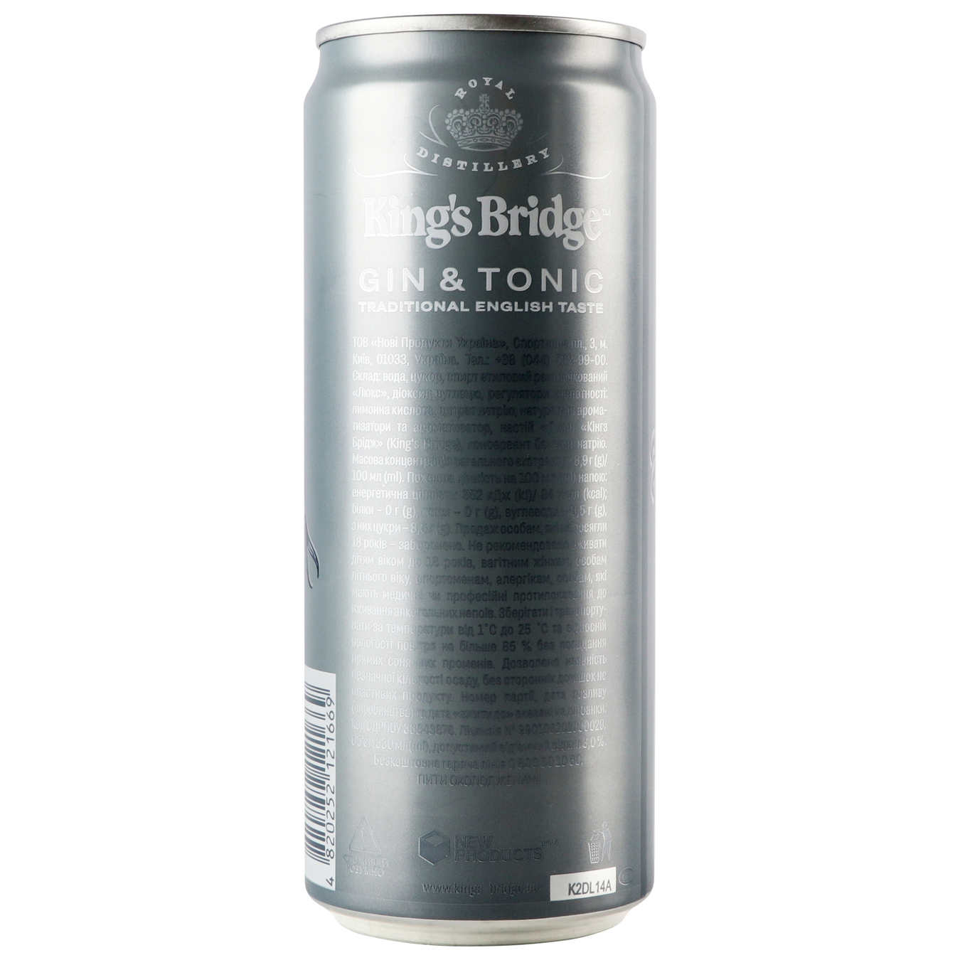 King's Bridge Gin & Tonic low-alcohol drink 7% 0.33l 4
