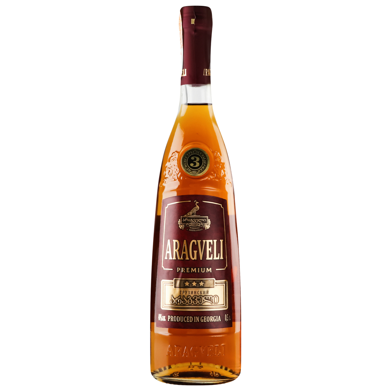 Cognac Aragveli Premium Gocha 40% 3 years. 0.5 l