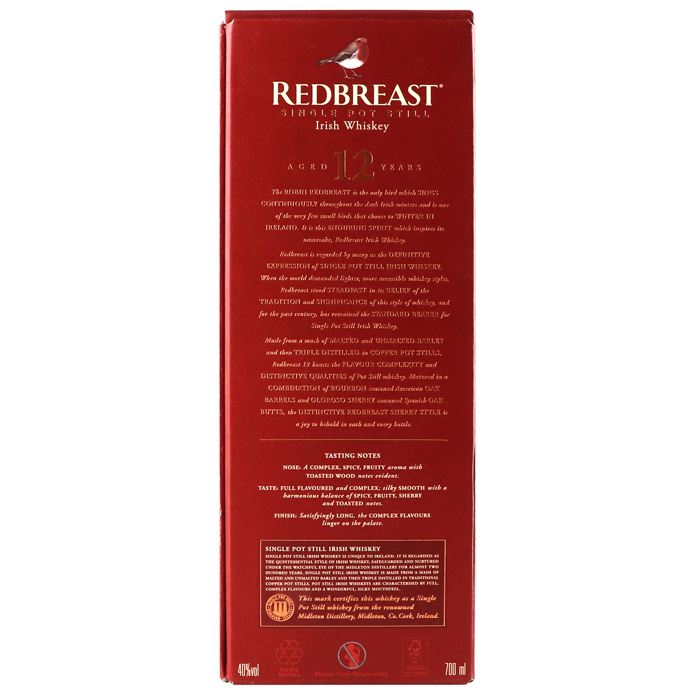 Whiskey Redbreast 12 years 40% 0.7 l in a box 4