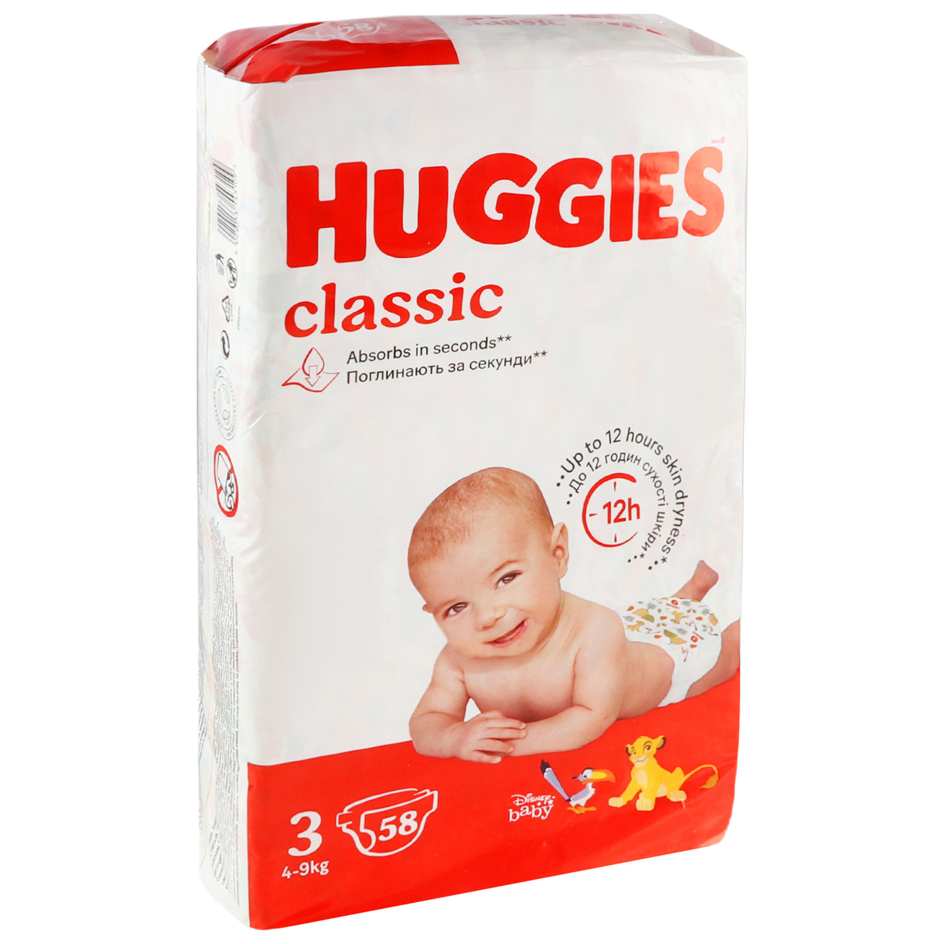 Подгузники Huggies Classic Jumbo 3р. 4-9кг 58шт 2