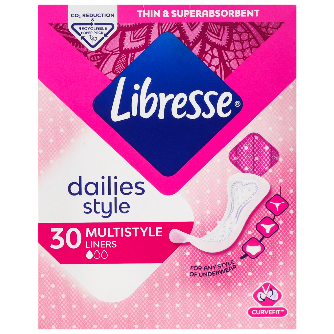 Прокладки Libresse Daily Fresh Plus Multistyle гигиенические 30шт