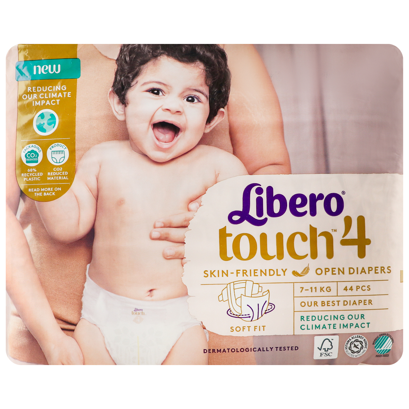 Подгузники Libero Touch детские 4р. (7-11 кг) 44шт