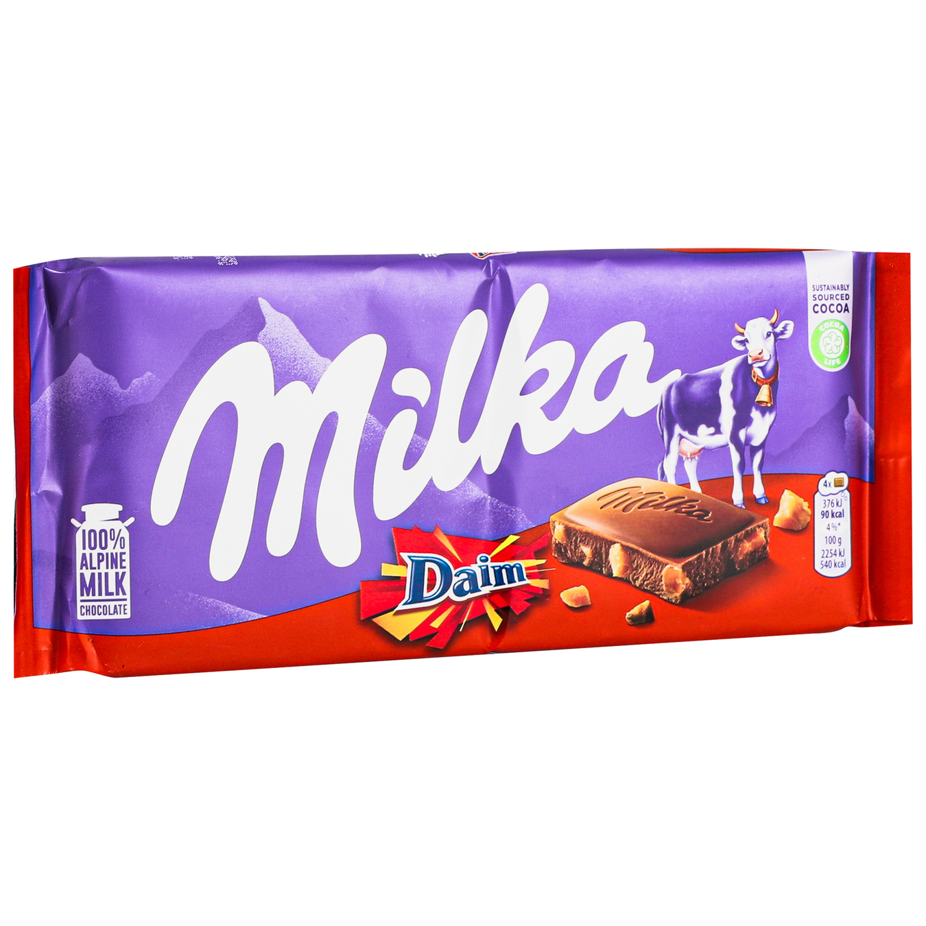 Шоколад молочний Milka зі шматочками хрумкої карамелі з мигдалем 100г 2