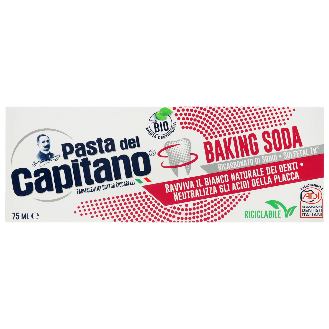 Зубная паста Pasta del Capitano Baking Soda отбеливающая с содой 75мл