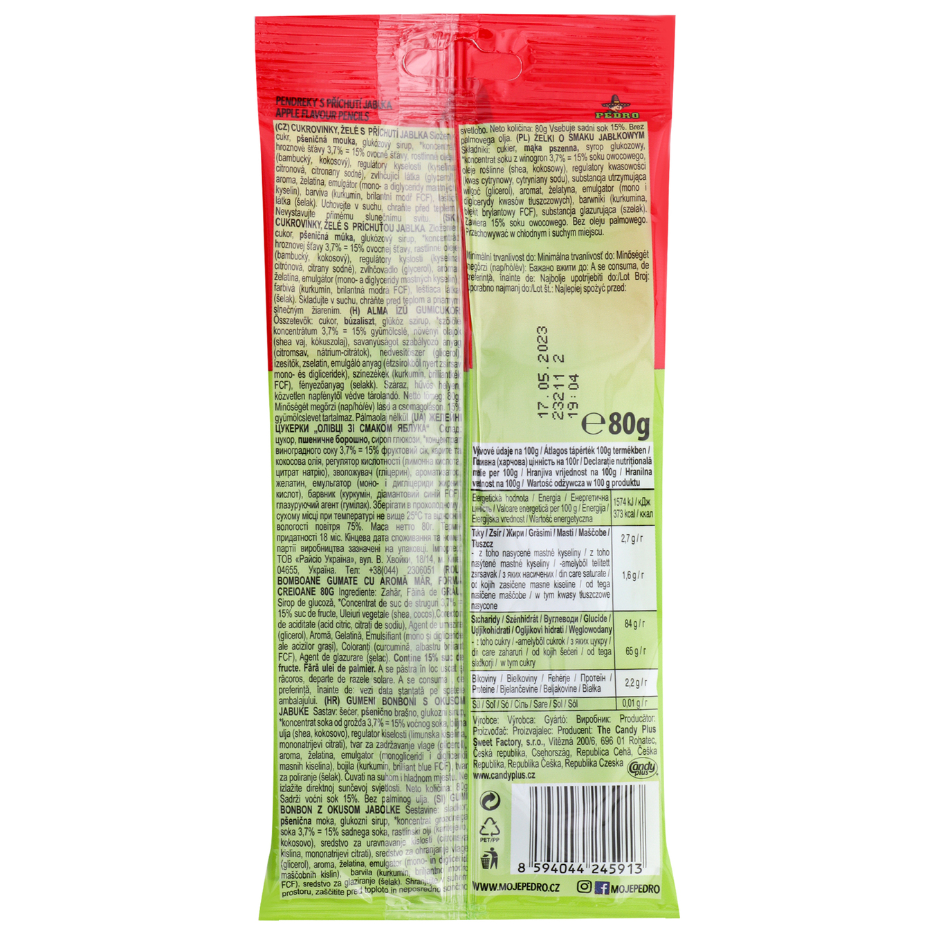 Chewing candies Pedro Pencils with apple flavor 85g 2