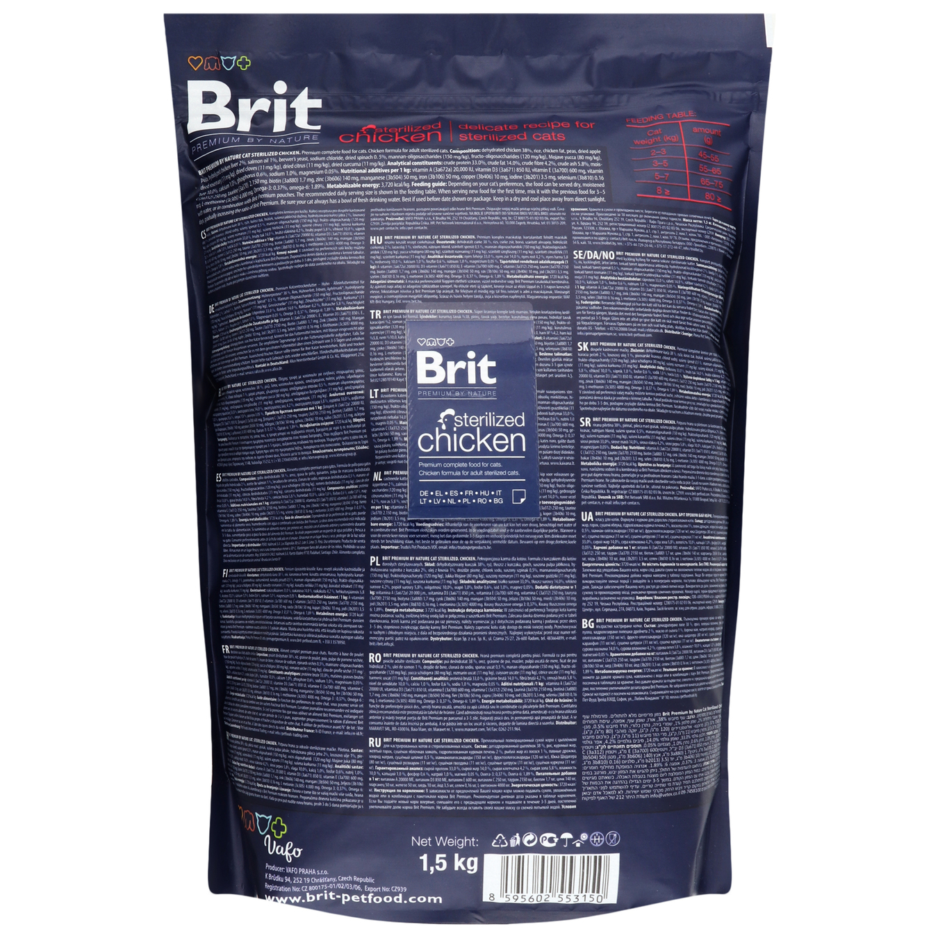 Корм Brit Premium Sterilized сухий для стерилізованих котів 1,5кг 2