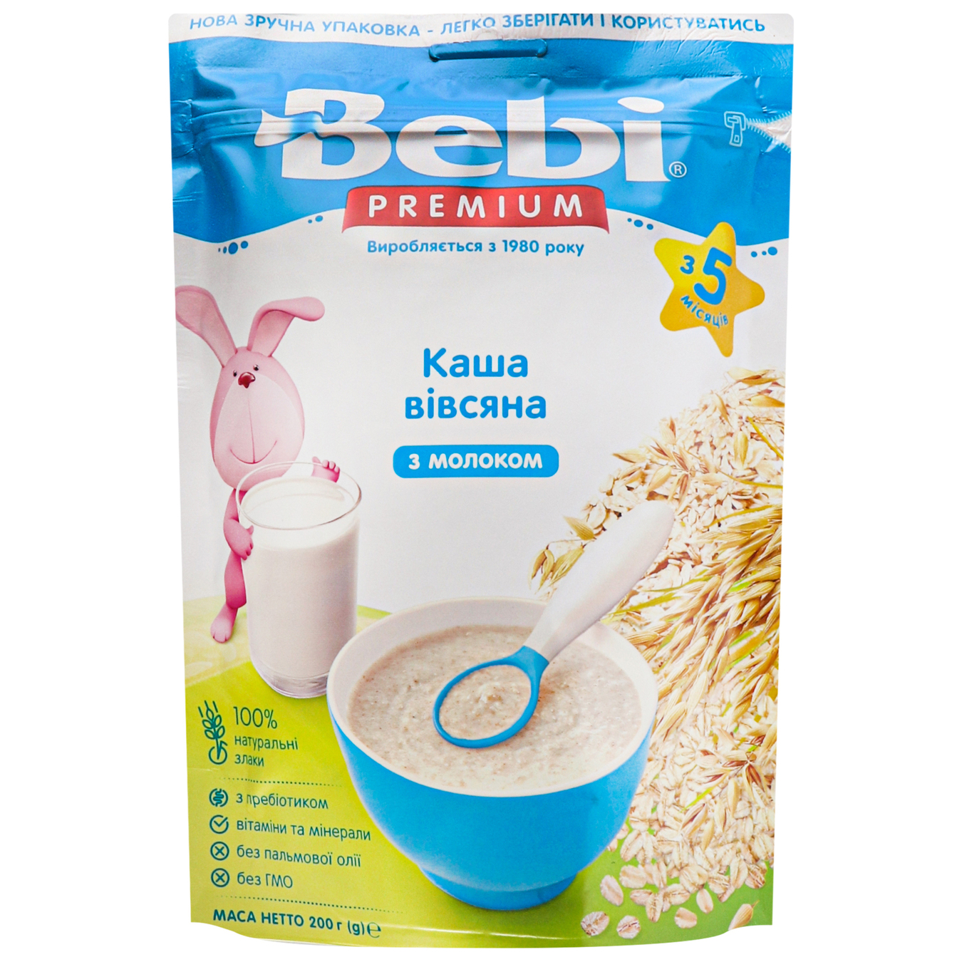 Каша Bebi Premium овсяная молочная с 5 месяцев 200 г