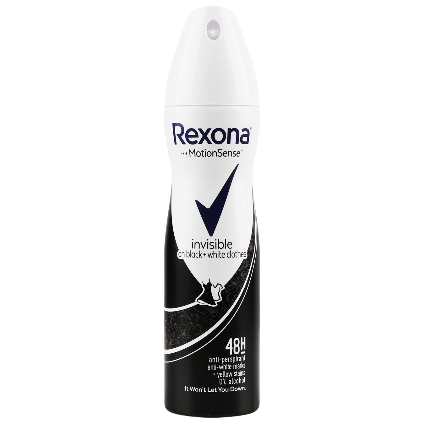 Antiperspirant aerosol Rexona invisible on black and white clothes 150ml
