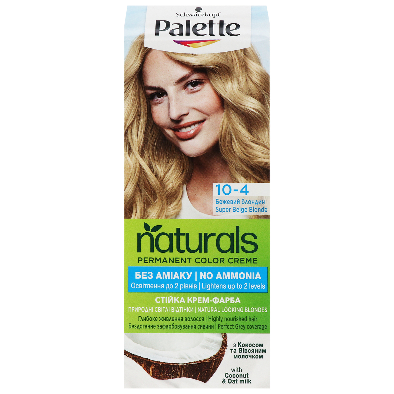 Cream-dye Palette Naturals 10-4 Beige blond without ammonia permanent hair color 110ml