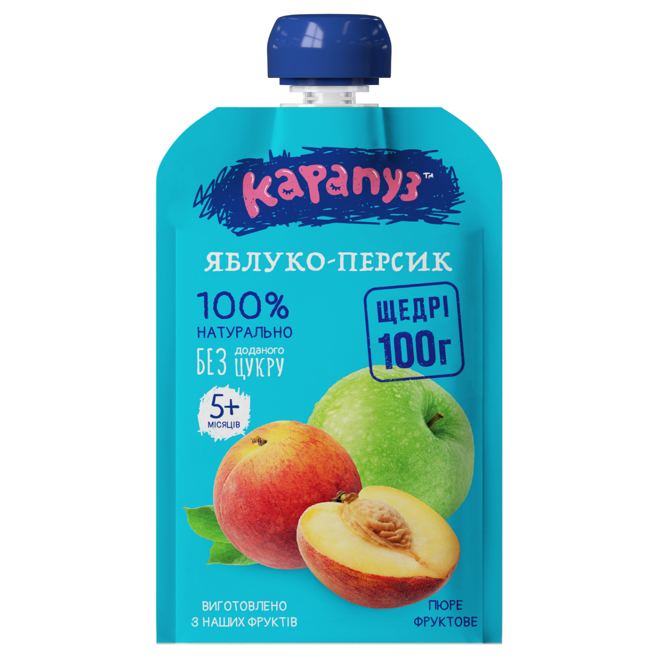 Пюре Карапуз Яблуко-персик для дітей з 5 місяців 100г
