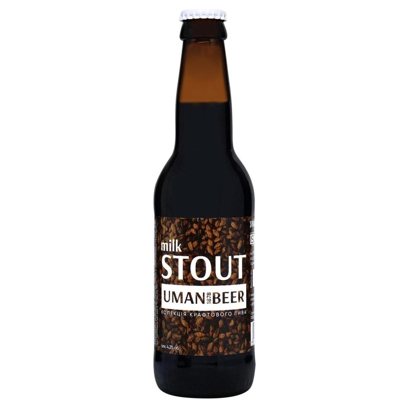 Beer Umanpyvo Milk Stout dark 4.2% 0.33l glass bottle