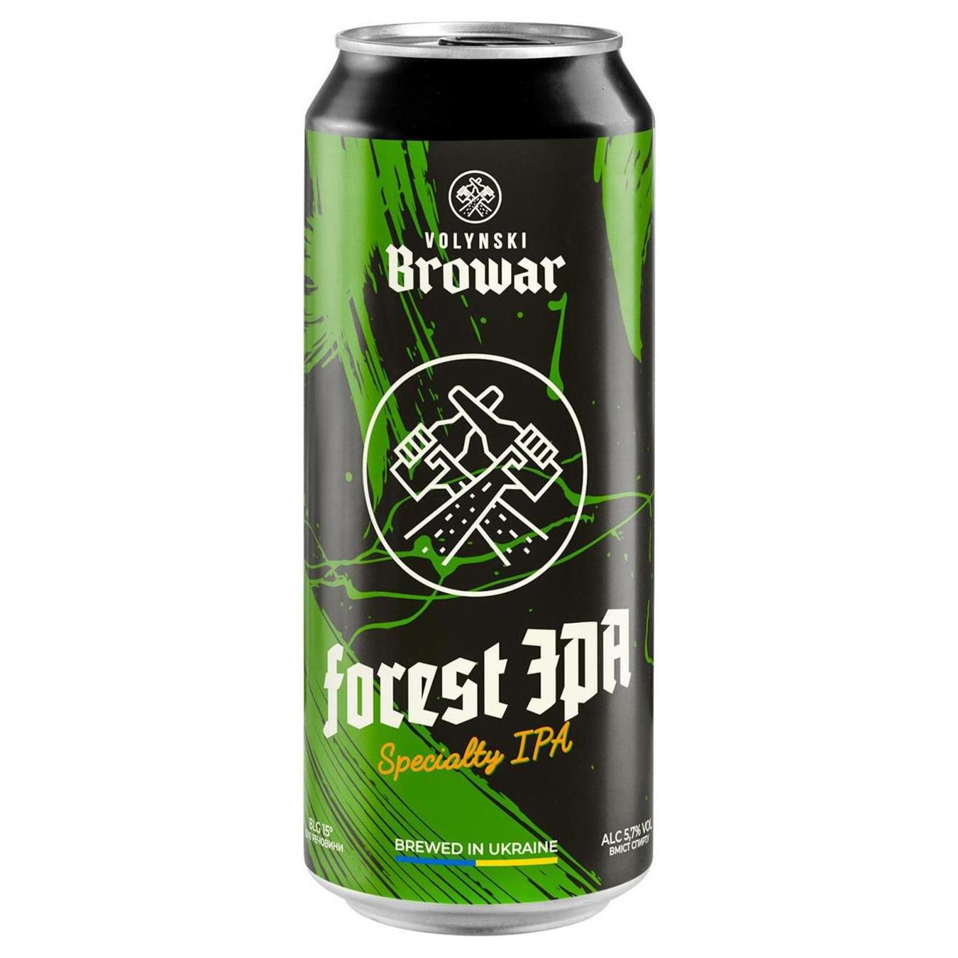 Пиво Волынский Бровар Forest Ipa светлое нефильтрованное 5,7% 0,5л