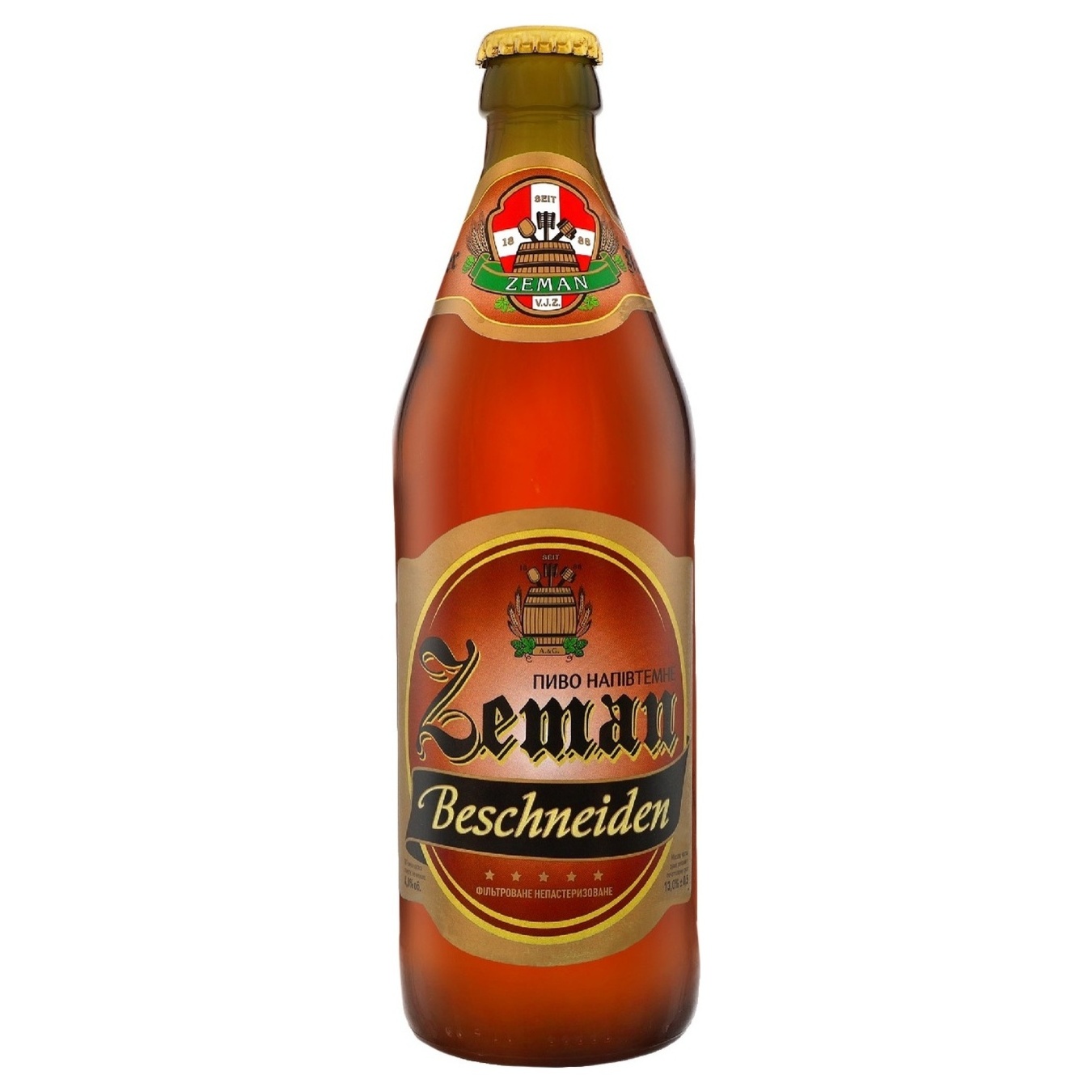 Пиво Земан Beschneiden напівтемне 4% 0,5л скляна пляшка