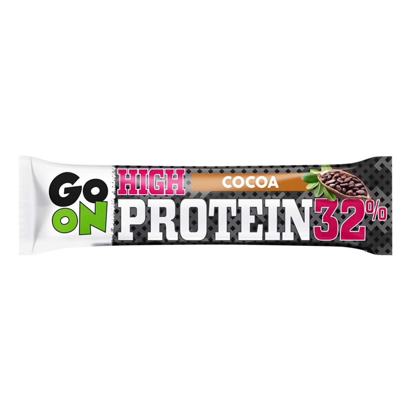 Батончик Go On Protein 32% протеїновий шоколадний з високим вмiстом протеїну з какао та соєвим чiпсами 50г