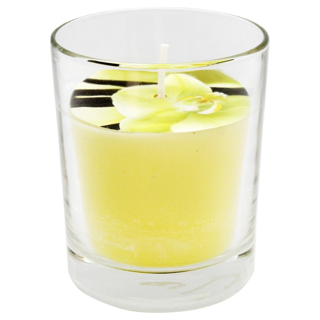 Candle Candy Light with aromatic vanilla in a glass