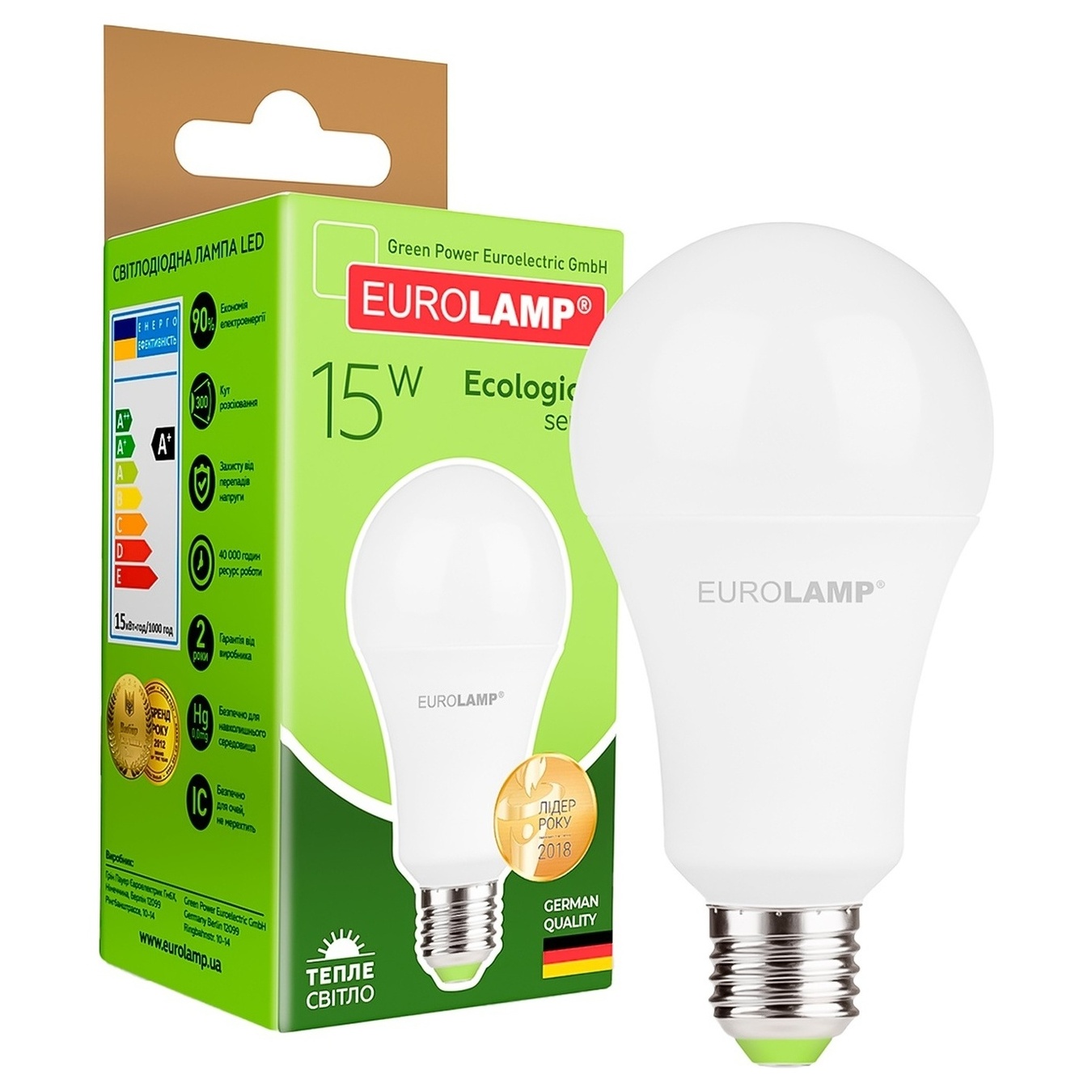LED lamp Eurolamp eko D A60 15W 3000K E27