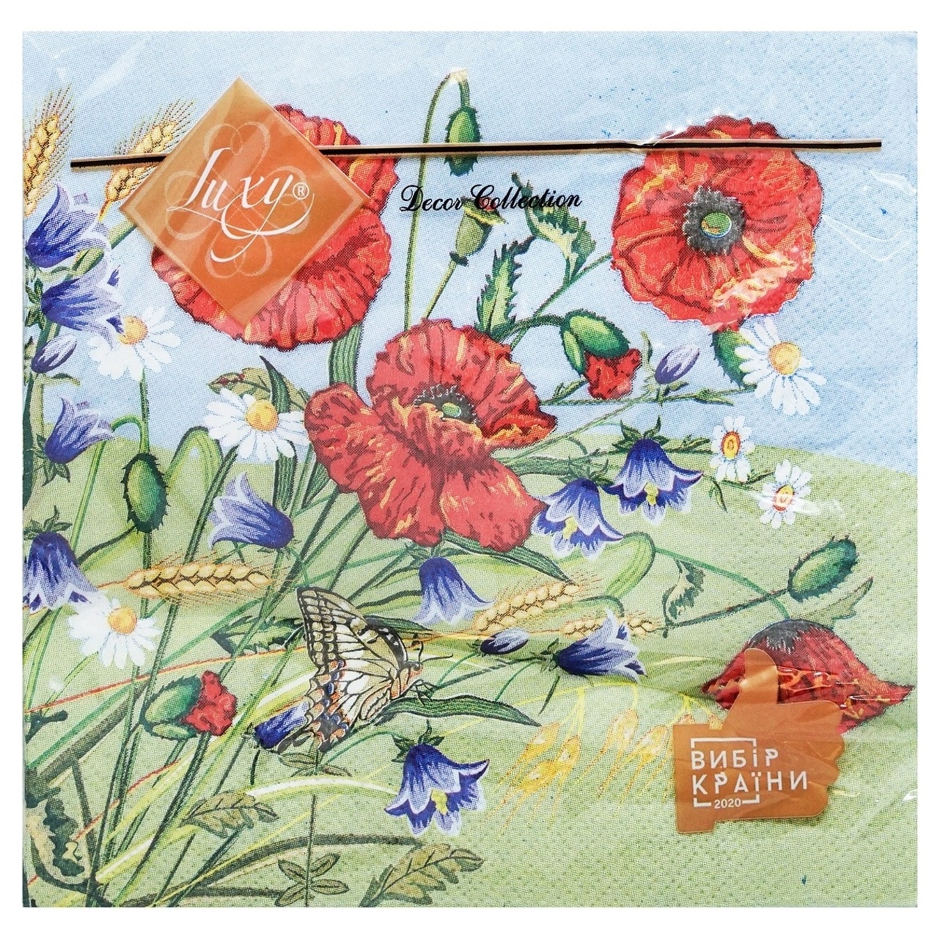 Decorative napkin Luxy Poppies 3 layers 33x33 cm 18pcs
