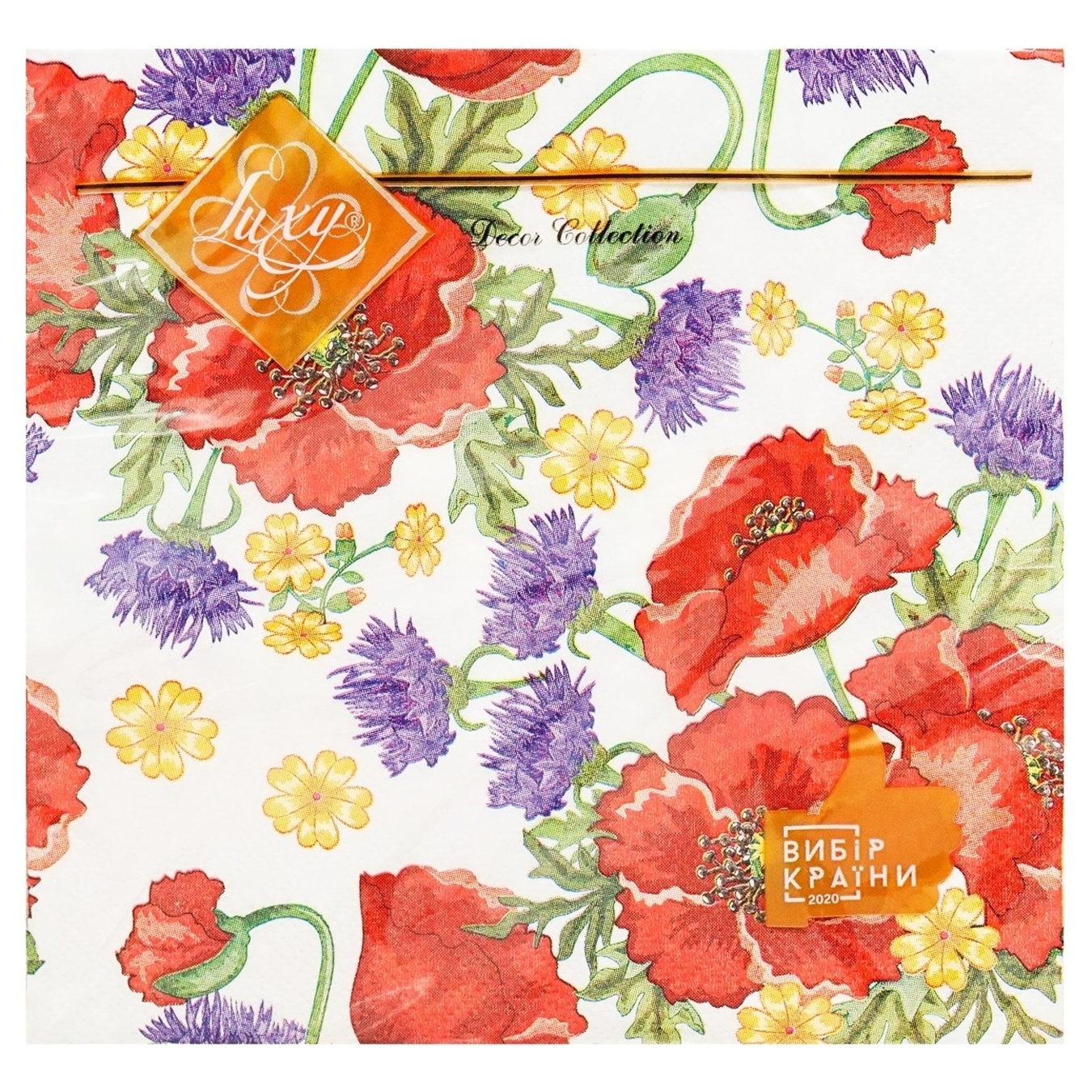 Decorative napkin Luxy Cornflowers and poppies 3 layers 33x33cm 18pcs