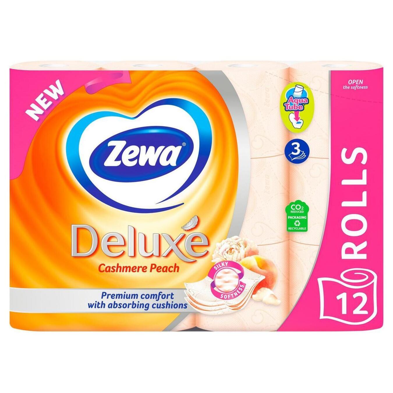 Папір туалетний Zewa Deluxe целюлозний з ароматом персика 3-шаровий 12 шт