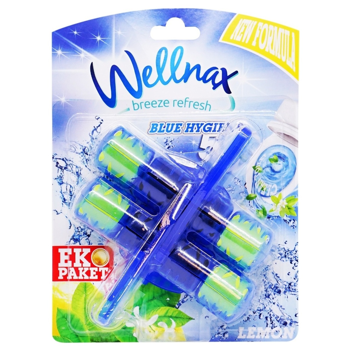 Блок Wellnax Eco Синяя вода Лимон для унитаза 2*50г