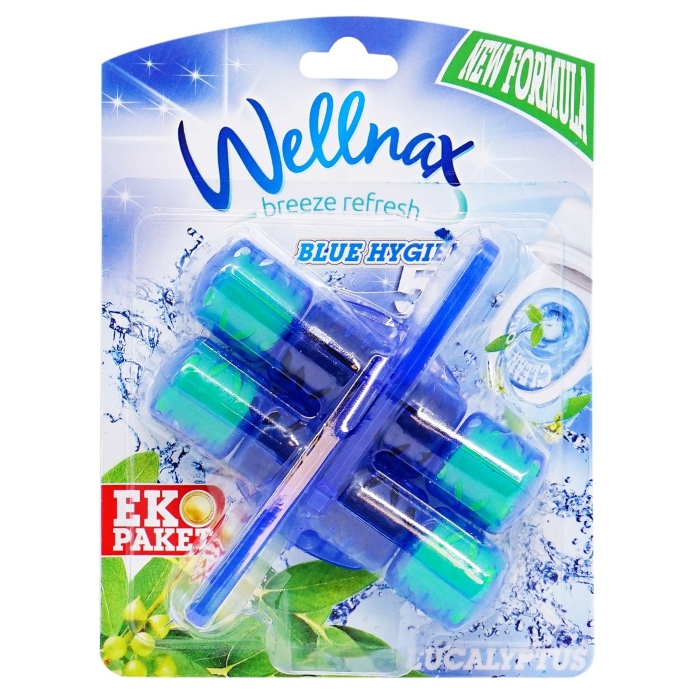Block Wellnax Eco Blue water Eucalyptus for toilet bowl 2*50g