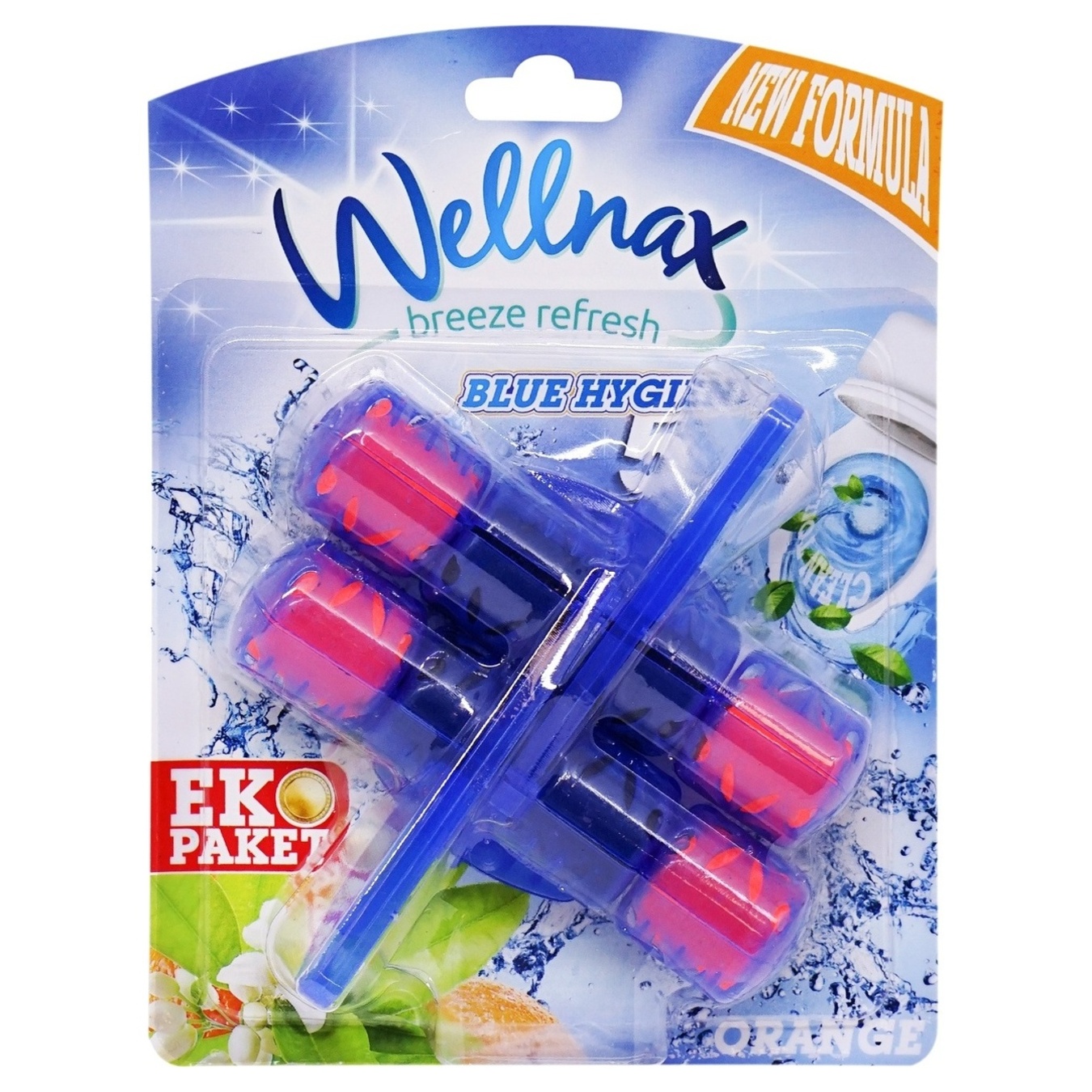 Блок Wellnax Eco Синя вода Квітучий Апельсин для унітазу 2*50г