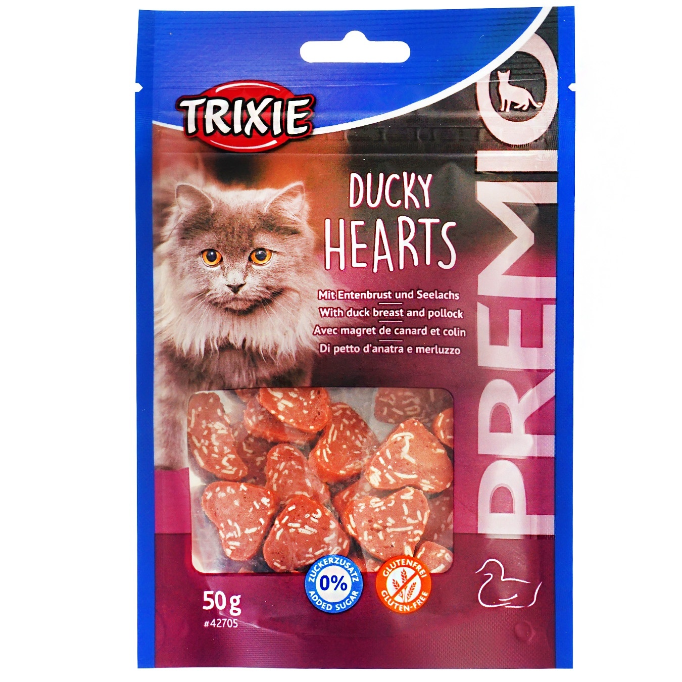 Ласощі Trixie Преміо Hearts качка та минтай для котів 50г
