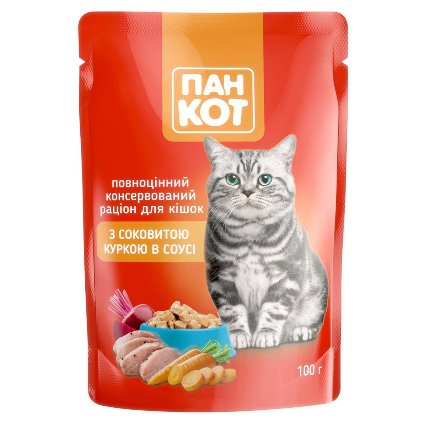 Корм Пан Кіт вологий Курка в соусі для кішок 100г
