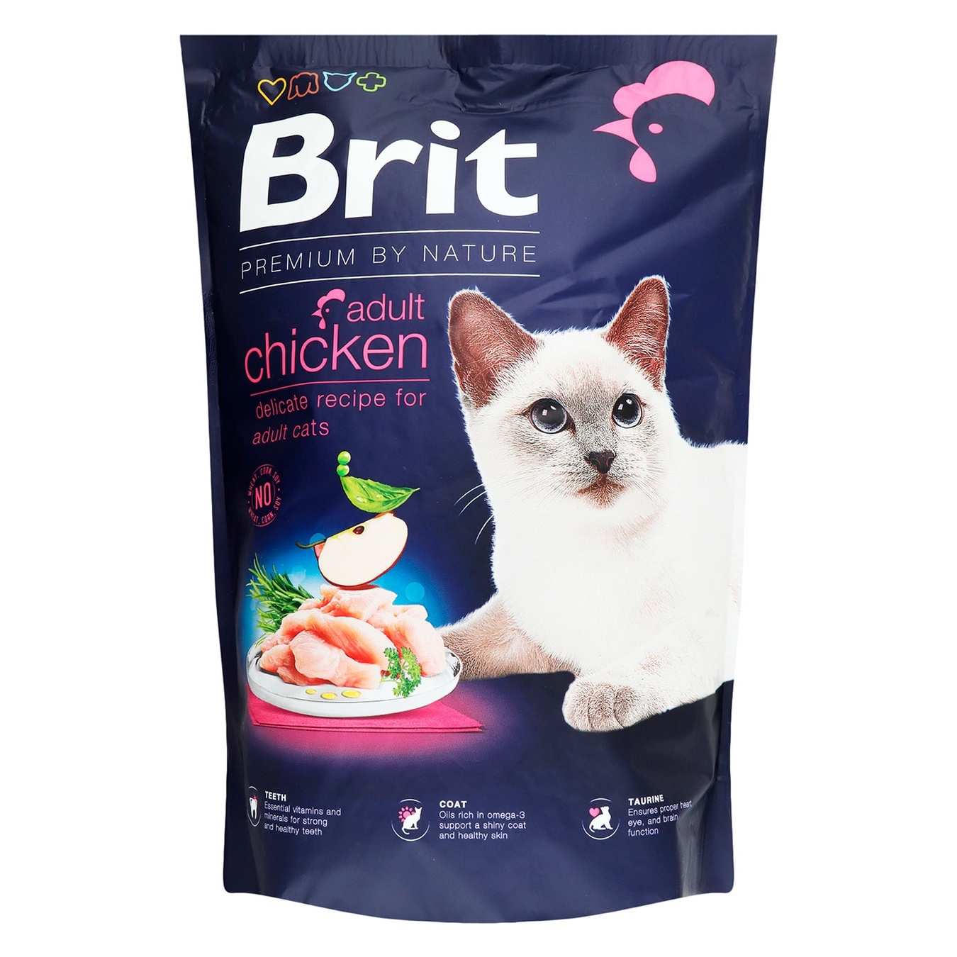 Корм Brit Premium сухий для дорослих котів з куркою 1,5кг