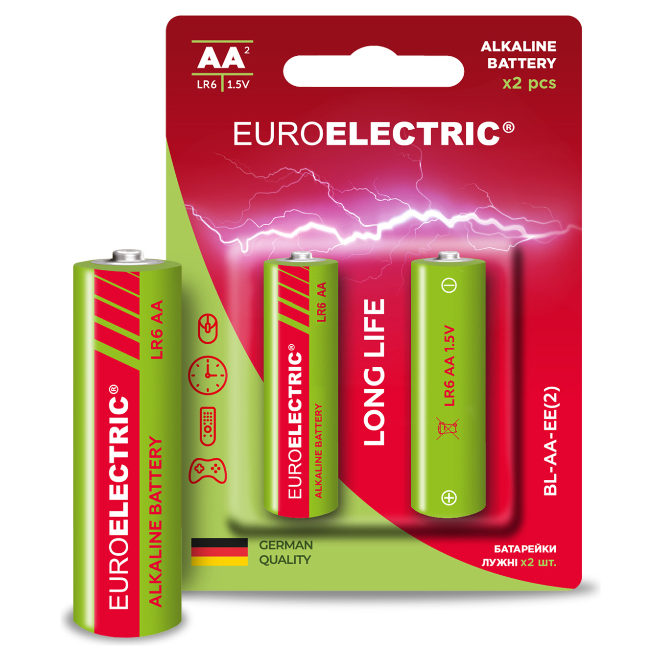 Батарейки щелочные Euroelectric AA LR6 1,5V 2 шт