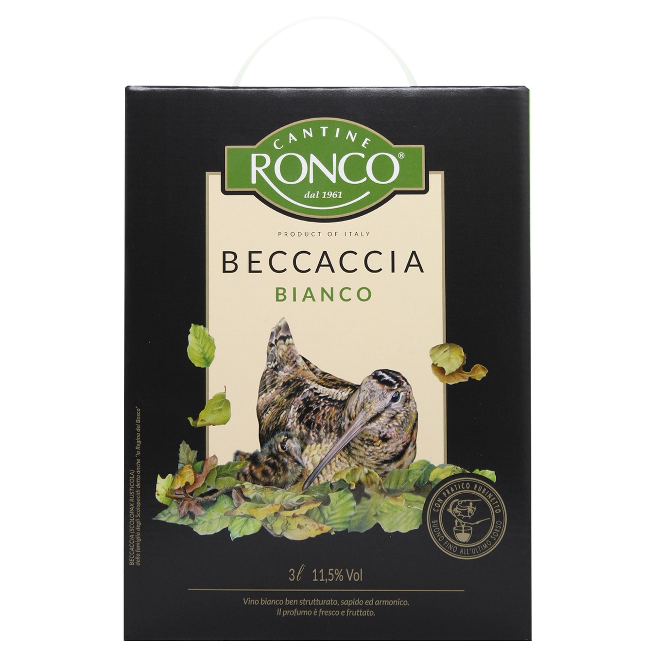 Вино Cantine Ronco Beccaccia белое сухое 11,5% 3л