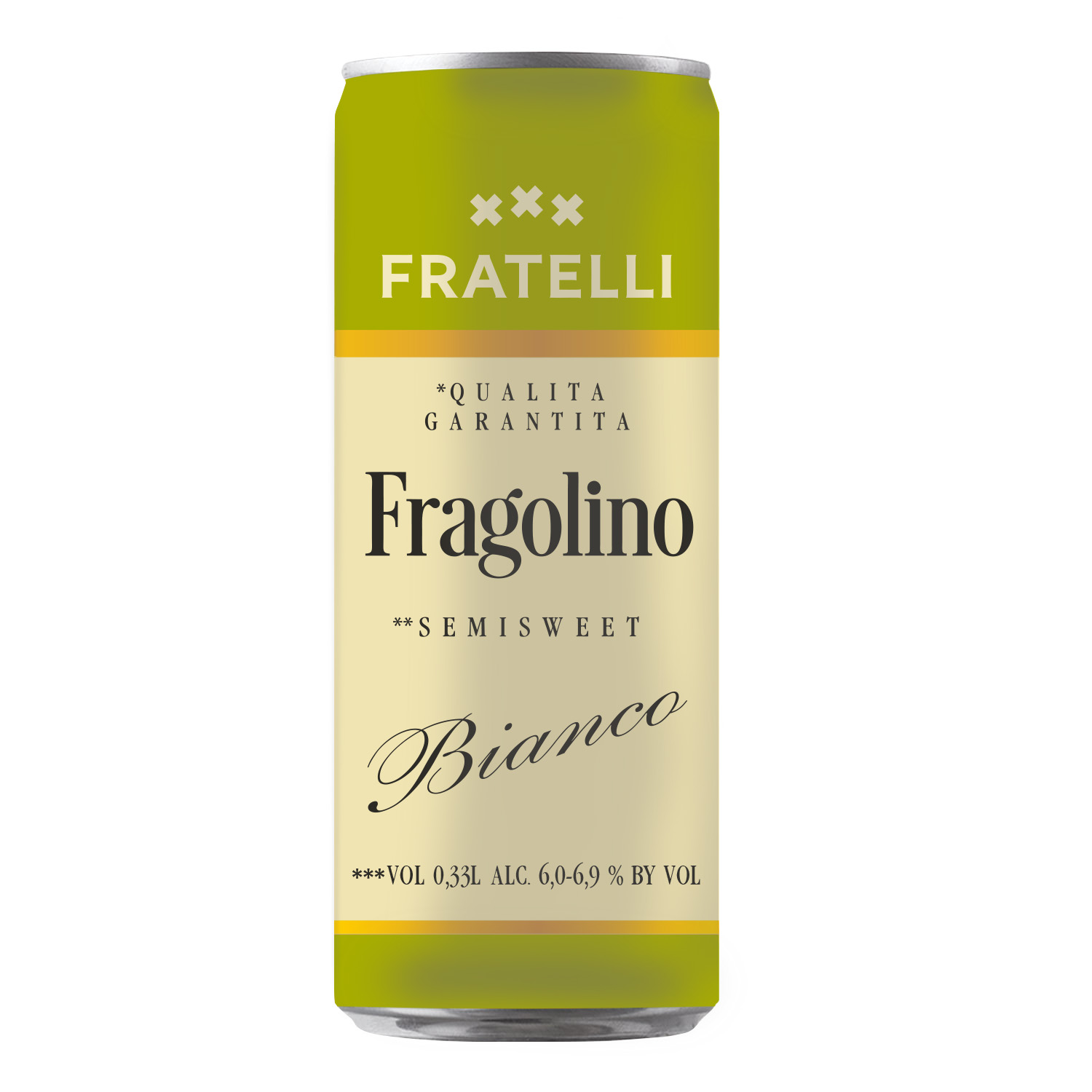 Напиток винный Fratelli Fragolino Bianco слабоалкогольный игристый белый полусладкий 6,0-6,9% 0,33л ж/б