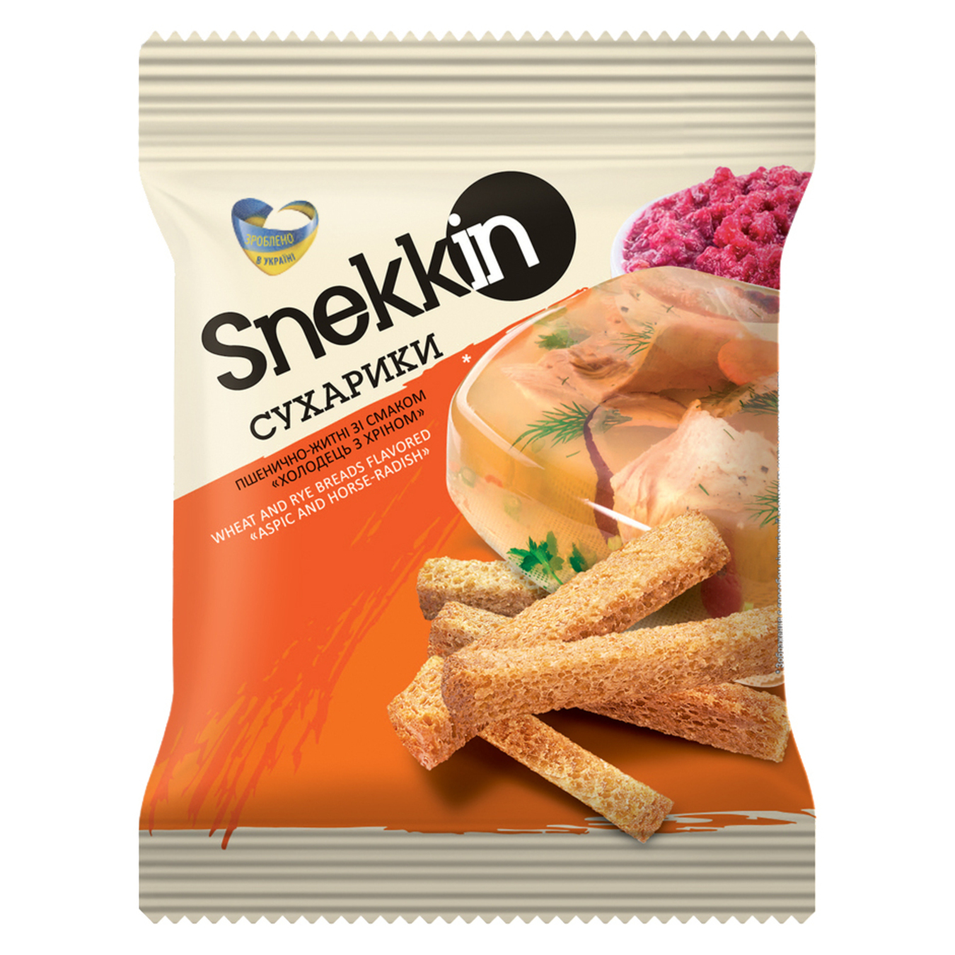 Сухарики пшенично-житні Snekkin смак холодець з хріном 110г