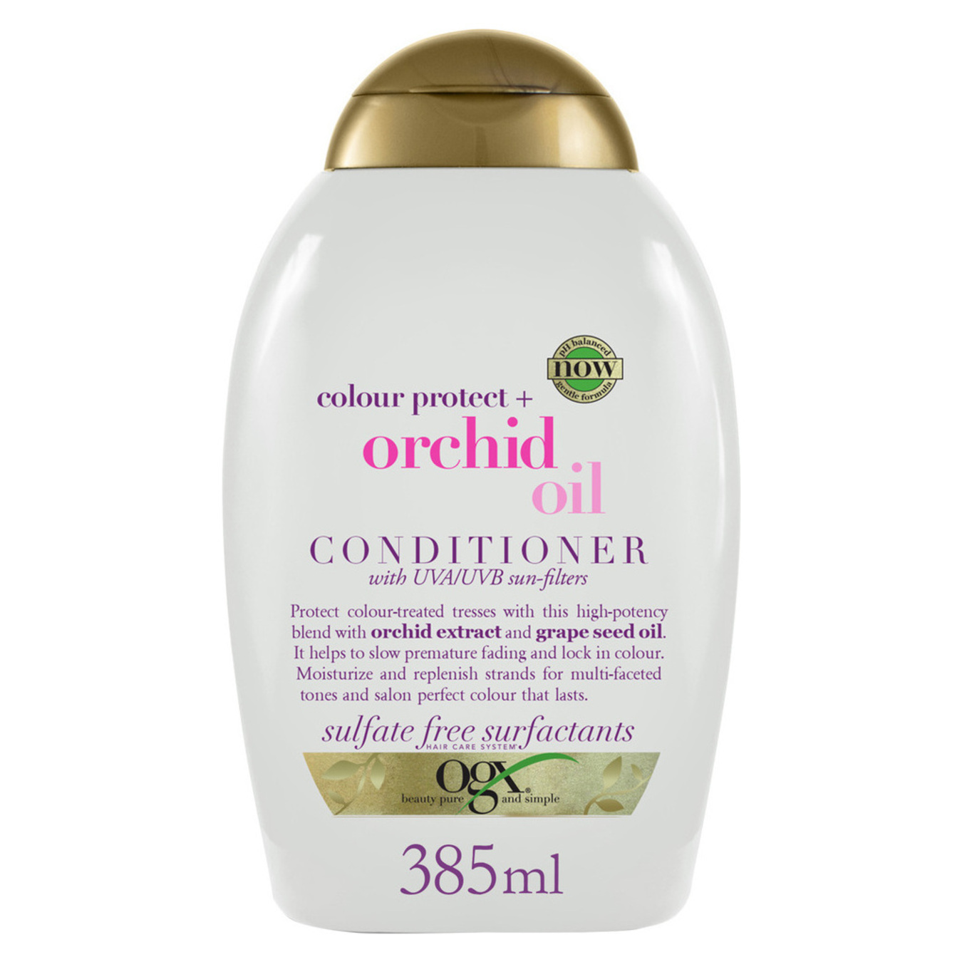OGX Orchid Oil hair conditioner with orchid oil to protect the color of dyed hair 385 ml