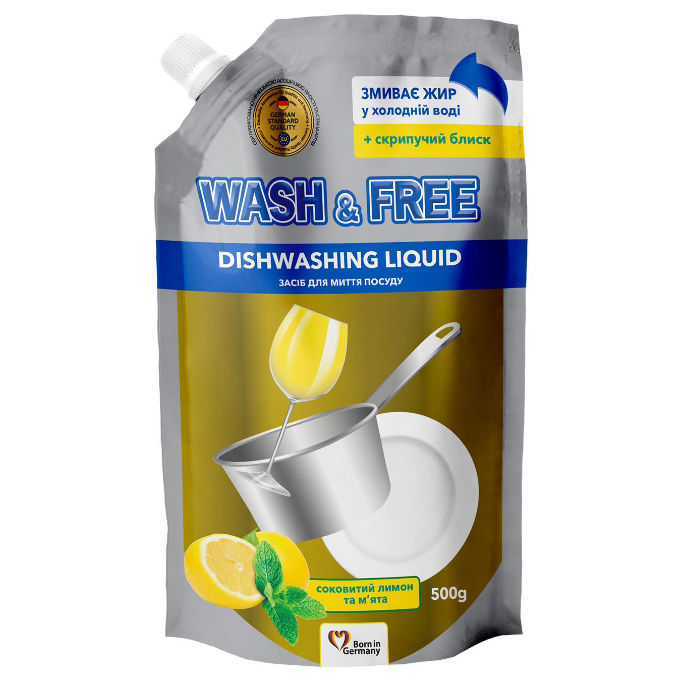 Dishwashing detergent Wash&Free lemon and mint 500g pack