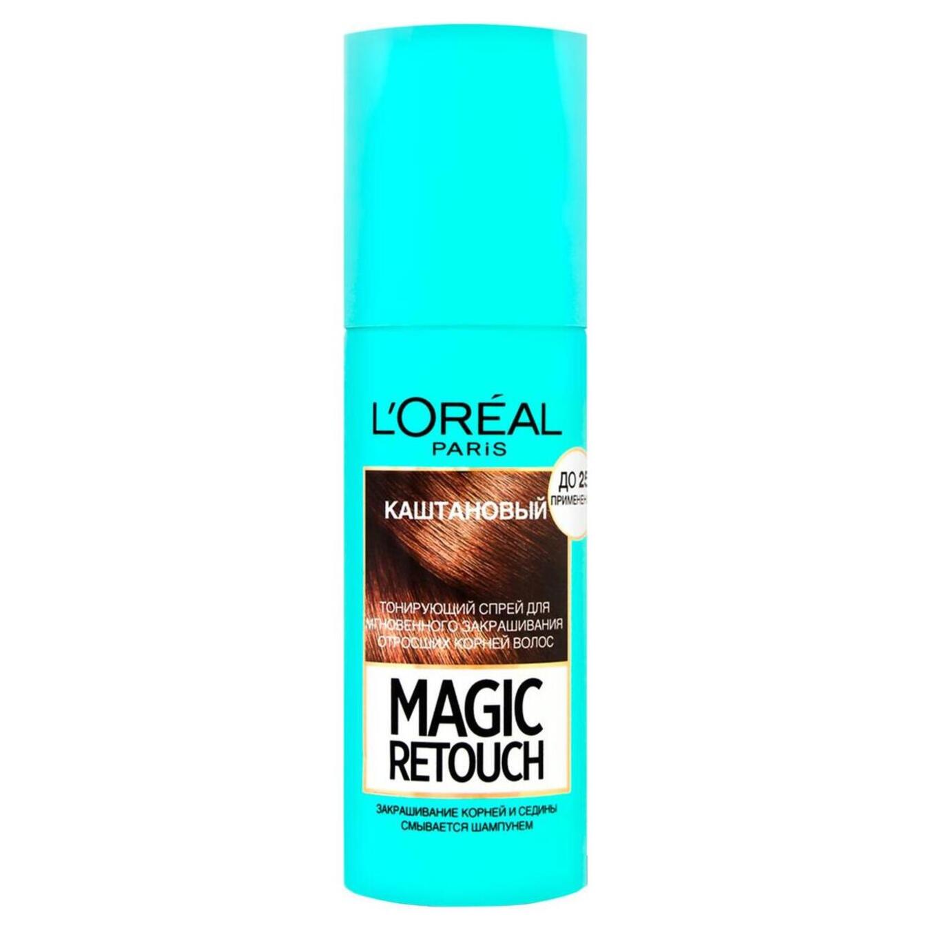 Спрей L'oreal Magoc Retouchтонуючий для миттєвого маскування відрослих коренів волосся каштановий 75мл