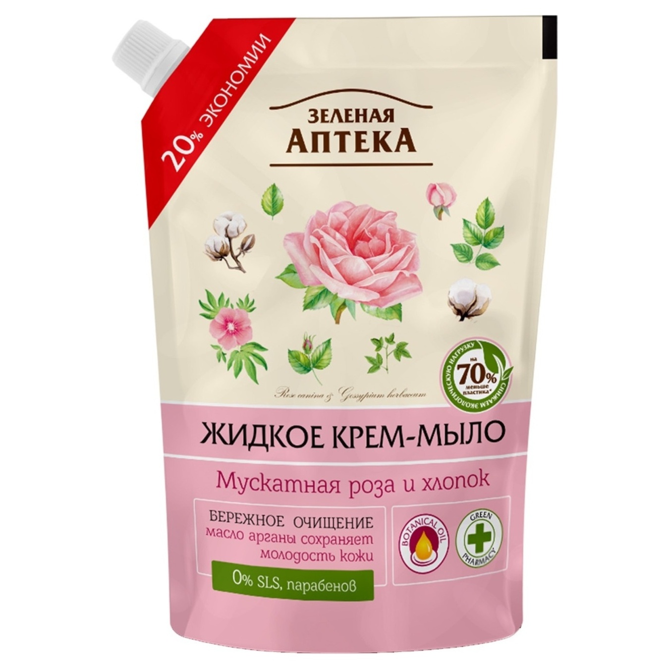 Soap-cream Zelena Apteka muscat rose and cotton 460ml