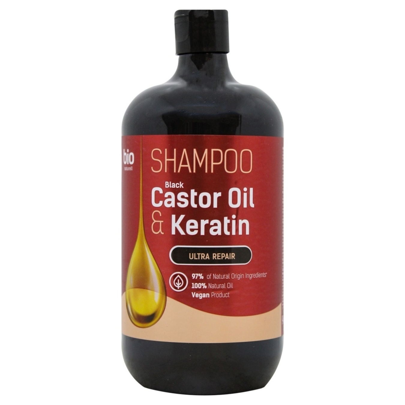 Шампунь Bio Naturell для всех типов волос черное касторовое масло и кератин 946мл
