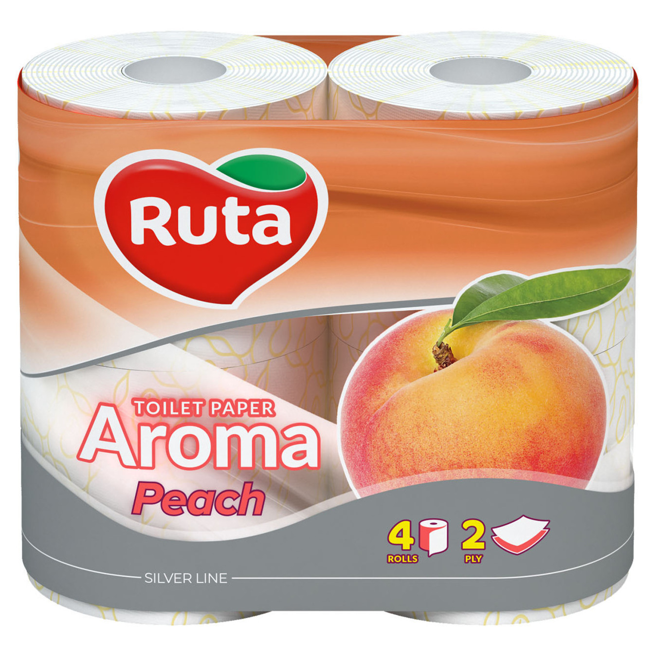 Туалетная бумага Ruta Aroma Персик желтый 2-слойный 4шт