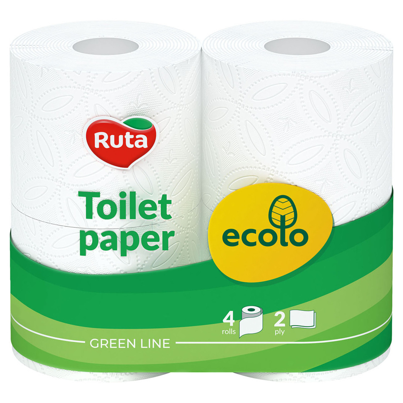 Туалетная бумага ЕКОЛО двухслойная белая 4шт