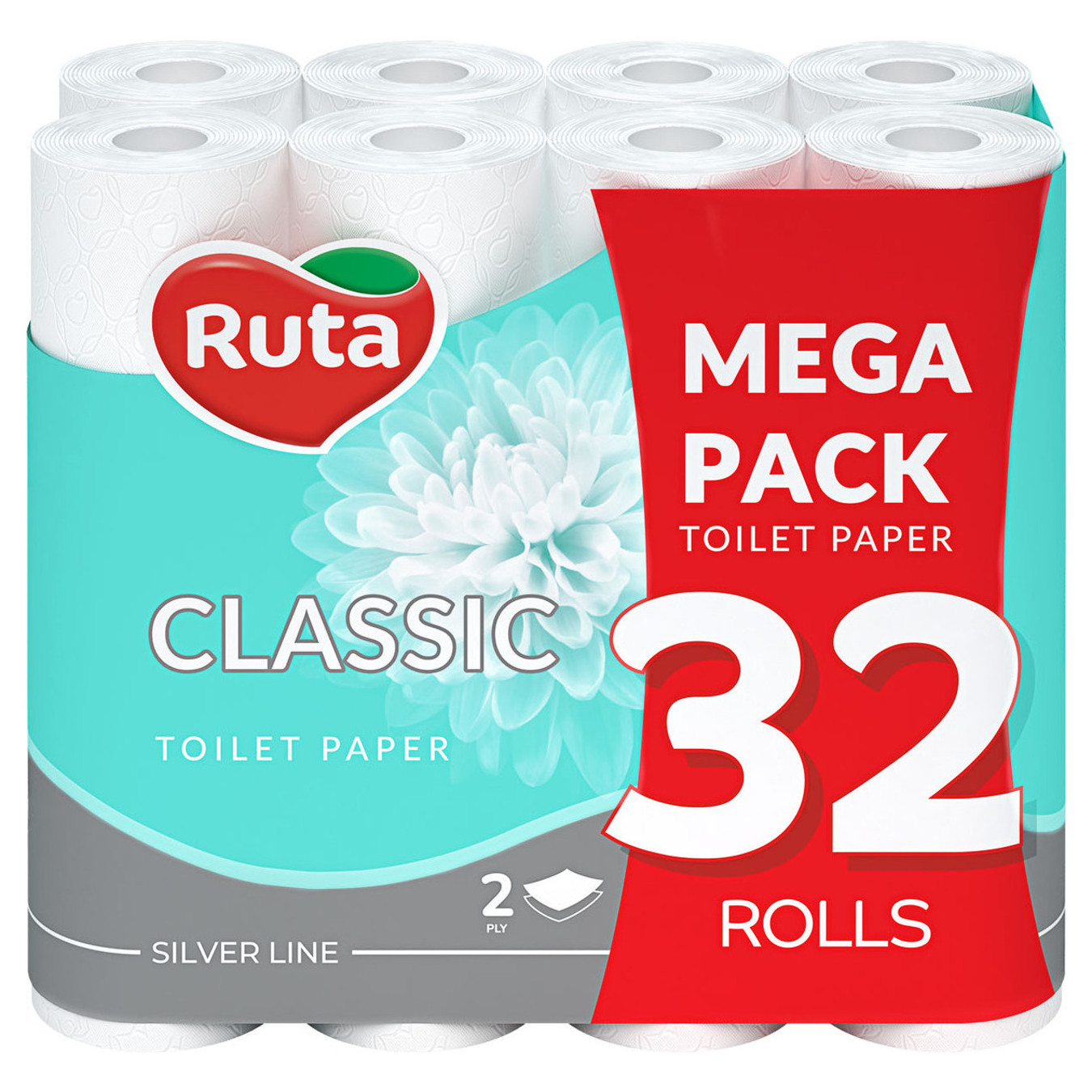 Бумага туалетная Ruta Classic белая двухслойная 32 рулони